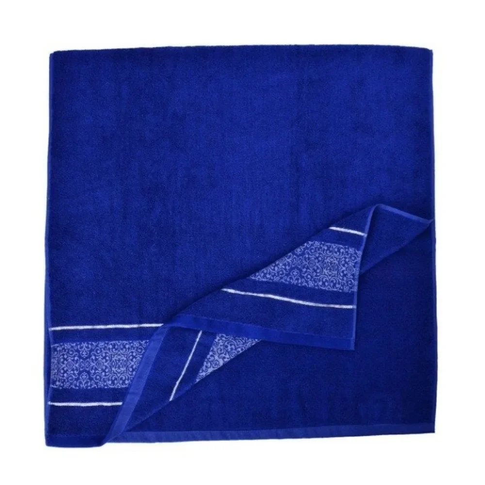 Towel Set Set of 2 Rayon and Cotton Blue
